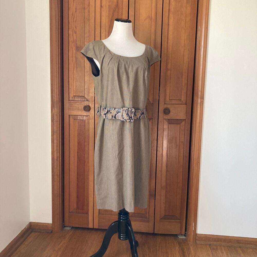 Alex Marie Brown Sheath Dress With Belt, Size 10